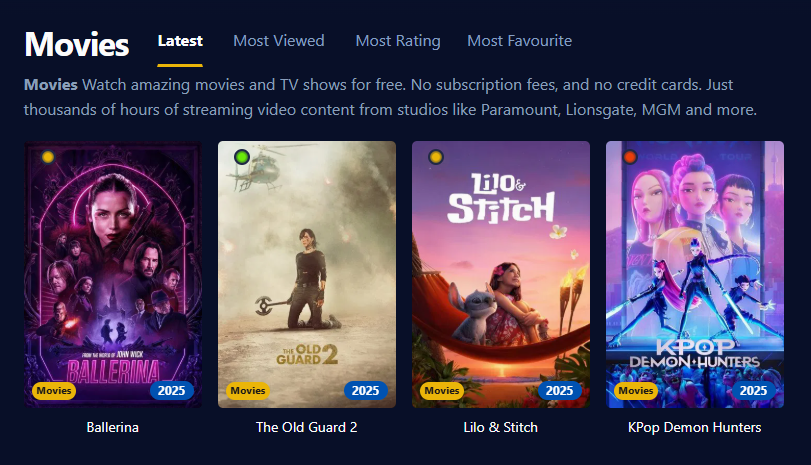 Screenshot showing Wooflix user interface